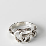 グッチ アラベスク エングレービングエッジ ダブルG シルバー925 指輪 リング 3114103E 12号 - NEWSED