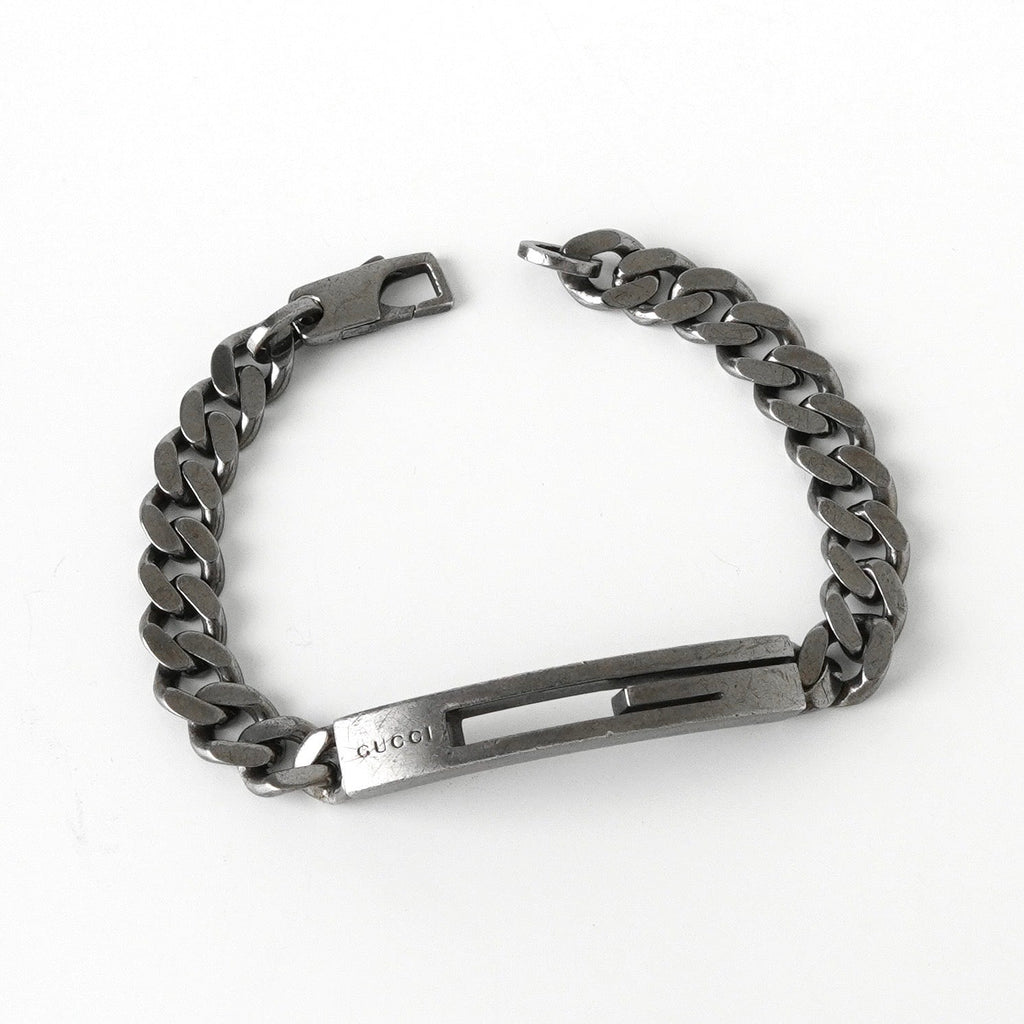 グッチ ブランデッドG シルバー925 チェーン ブレスレット ブラックシルバー