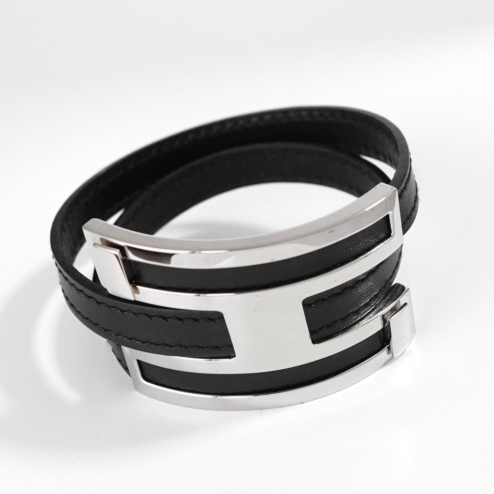 【美品】HERMES プスプス レザー ブレスレット □G刻印 HERMES ⭐︎プスプスブラックレザーブレス □G刻印