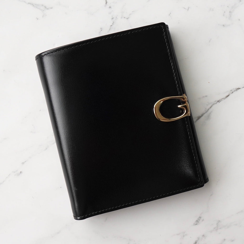 Gucci G hardware leather bi-fold wallet black