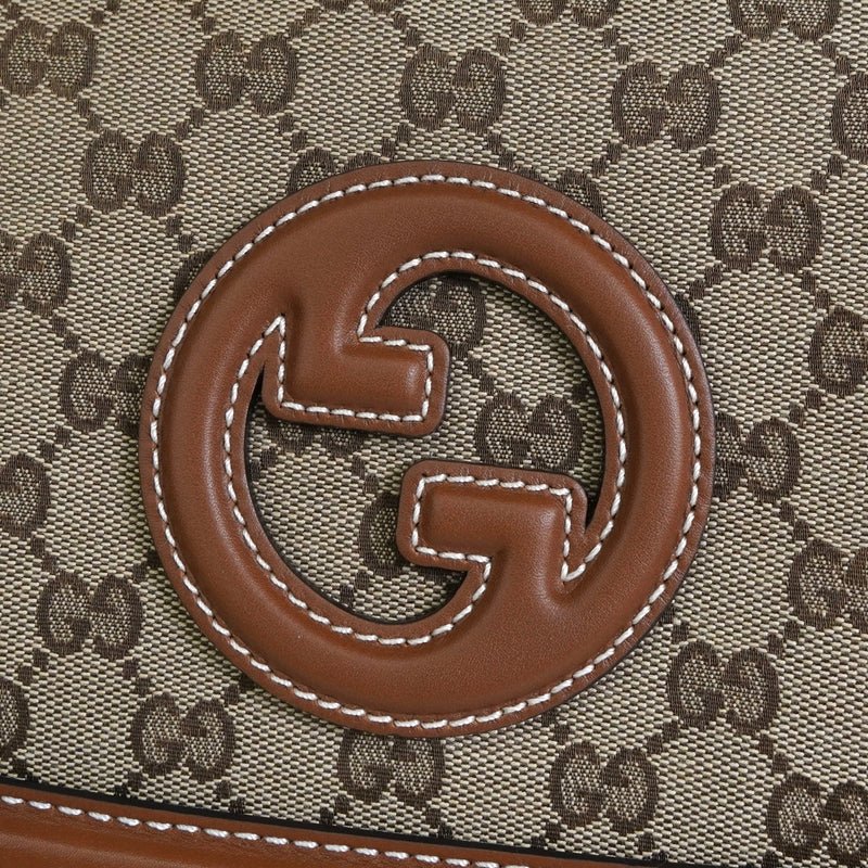 グッチ ブロンディ インターロッキングG GGキャンバス レザー 2way ハンドバッグ ショルダーバッグ ブラウン - NEWSED