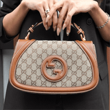 グッチ ブロンディ インターロッキングG GGキャンバス レザー 2way ハンドバッグ ショルダーバッグ ブラウン - NEWSED