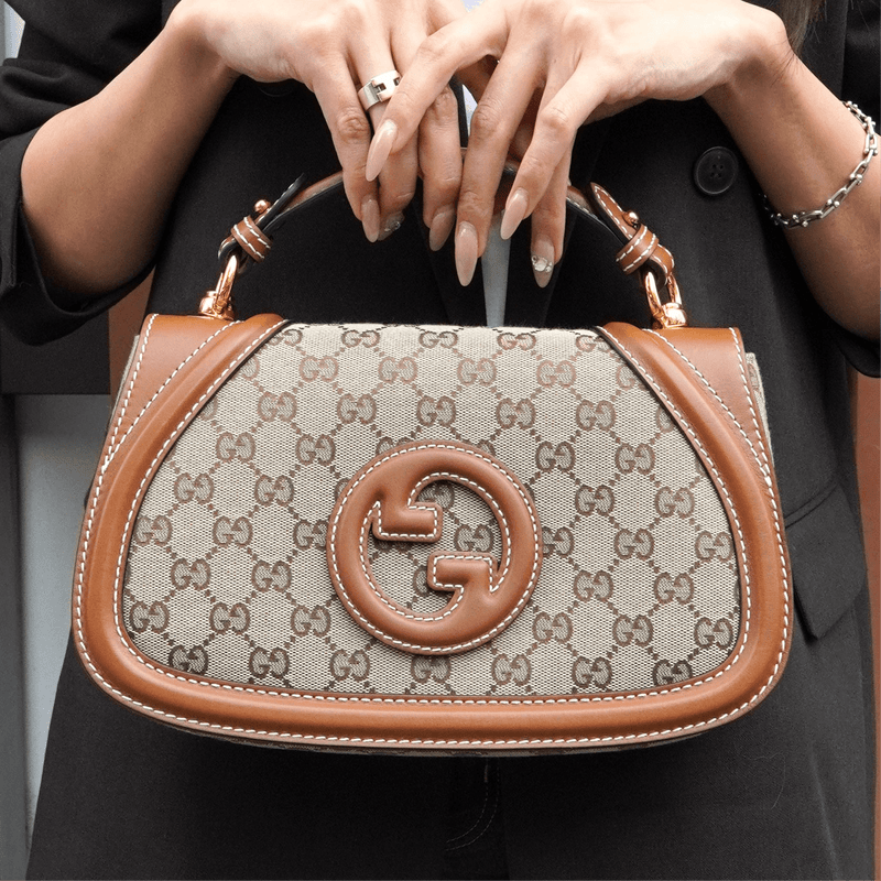 グッチ ブロンディ インターロッキングG GGキャンバス レザー 2way ハンドバッグ ショルダーバッグ ブラウン - NEWSED