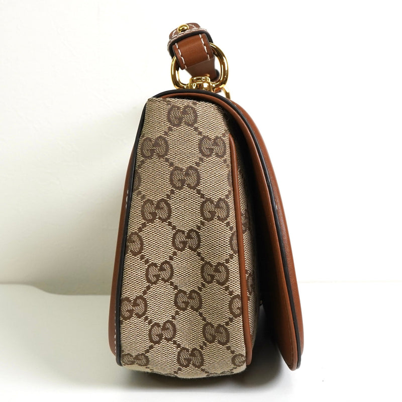 グッチ ブロンディ インターロッキングG GGキャンバス レザー 2way ハンドバッグ ショルダーバッグ ブラウン - NEWSED