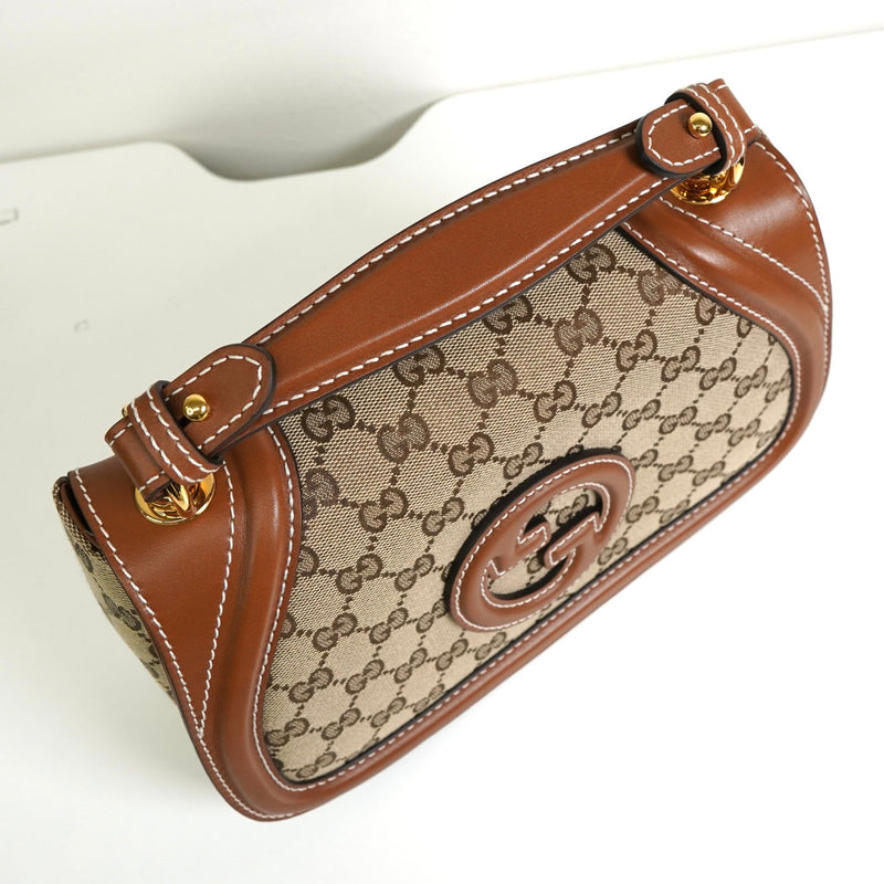 グッチ ブロンディ インターロッキングG GGキャンバス レザー 2way ハンドバッグ ショルダーバッグ ブラウン - NEWSED