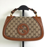 グッチ ブロンディ インターロッキングG GGキャンバス レザー 2way ハンドバッグ ショルダーバッグ ブラウン - NEWSED