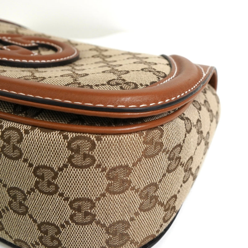 グッチ ブロンディ インターロッキングG GGキャンバス レザー 2way ハンドバッグ ショルダーバッグ ブラウン - NEWSED