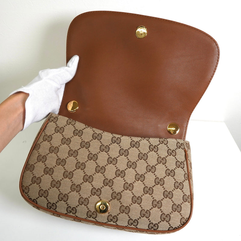 グッチ ブロンディ インターロッキングG GGキャンバス レザー 2way ハンドバッグ ショルダーバッグ ブラウン - NEWSED