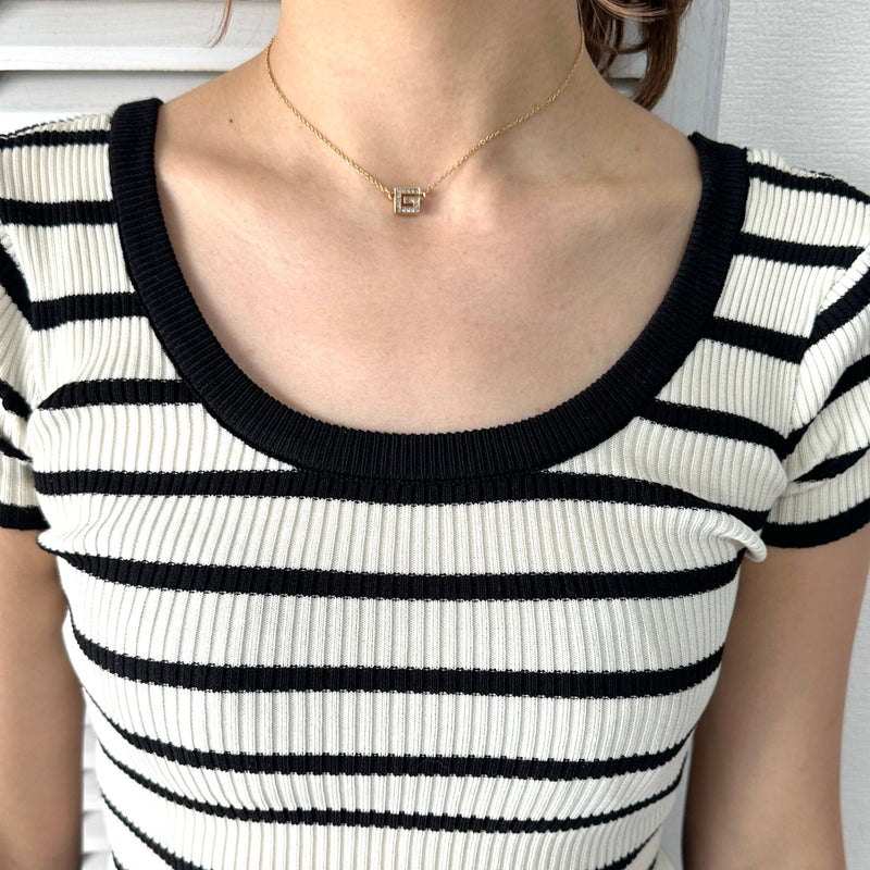 G Logo Rhinestone GP Gold Necklace - NEWSED
