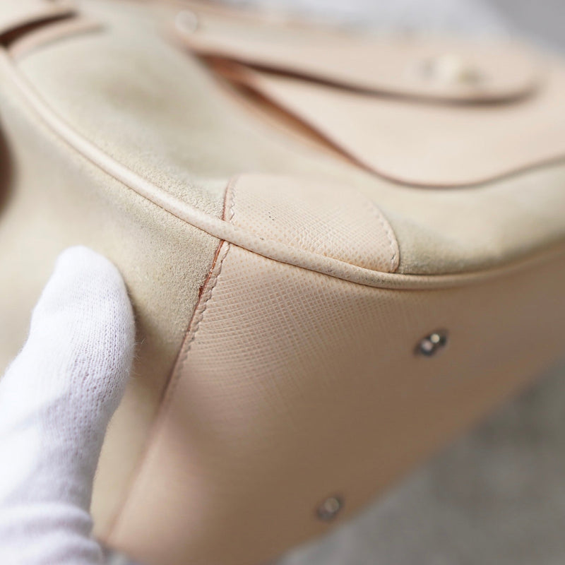 Gancini Suede Leather Hand Bag - NEWSED