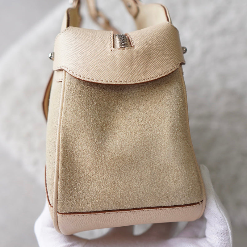 Gancini Suede Leather Hand Bag - NEWSED