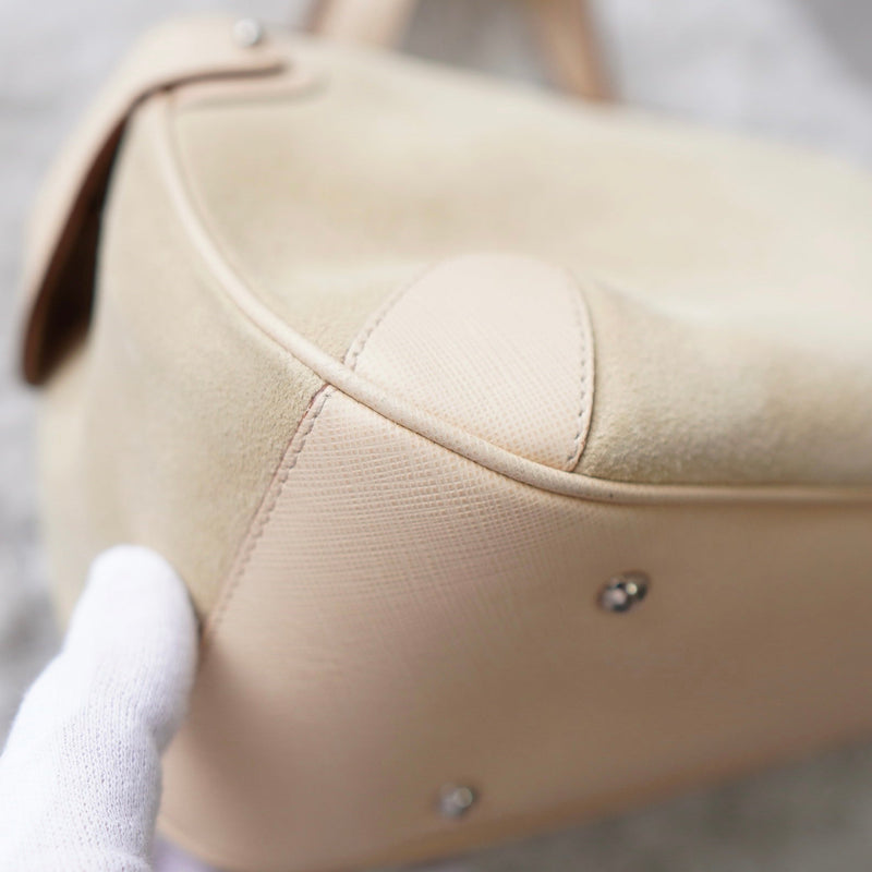 Gancini Suede Leather Hand Bag - NEWSED