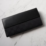 グッチ ジャッキー GGキャンバス/レザー 二つ折り財布 長財布 ブラック 05479 - NEWSED