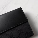 グッチ ジャッキー GGキャンバス/レザー 二つ折り財布 長財布 ブラック 05479 - NEWSED