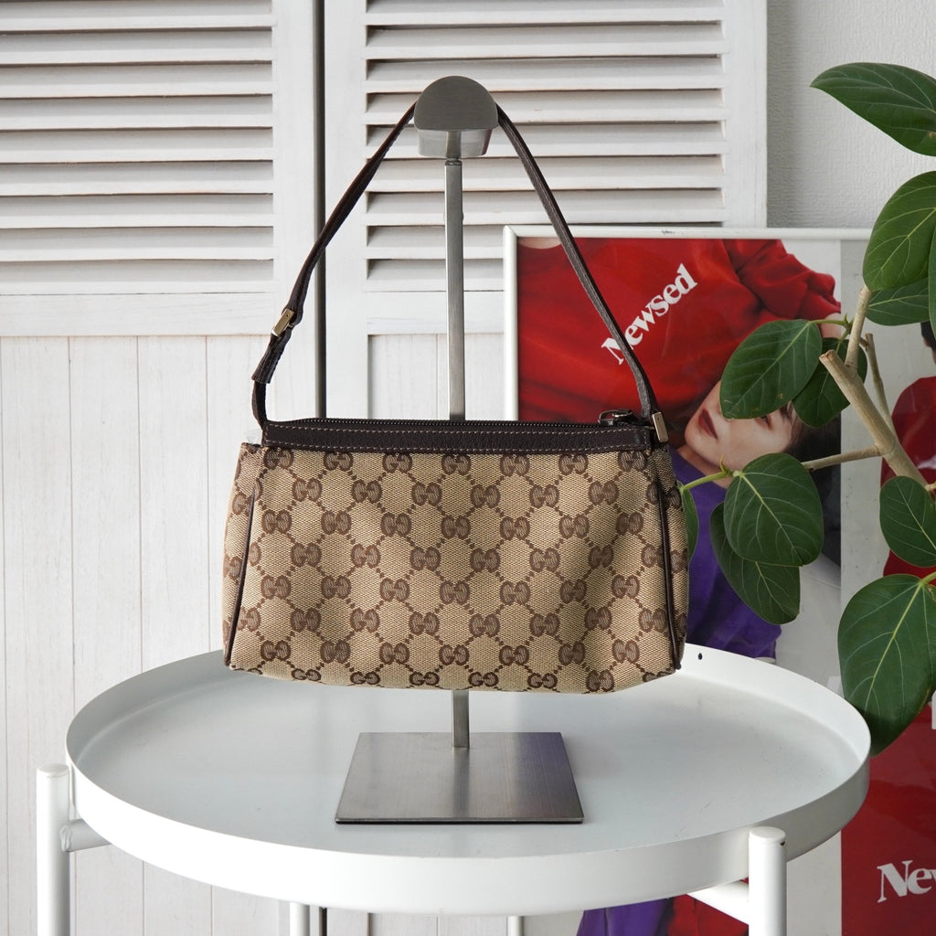 グッチ GGキャンバス / レザー ワンショルダーバッグ ブラウン