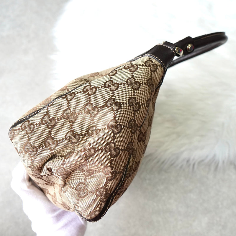 グッチ アビー GGキャンバス / レザー ワンショルダーバッグ ブラウン - NEWSED