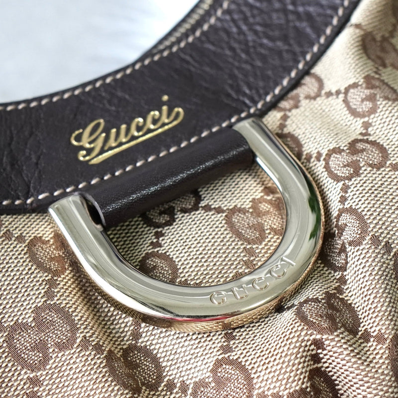 グッチ アビー GGキャンバス / レザー ワンショルダーバッグ ブラウン - NEWSED