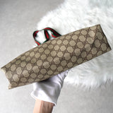 グッチ シェリーライン GGスプリーム / レザー トートバッグ ブラウン - NEWSED