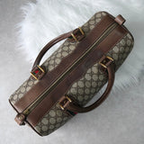 オールド グッチ シェリーライン GGスプリーム / レザー ボストンバッグ ベージュ - NEWSED