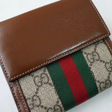 グッチ シェリーライン ニュージャッキー GGスプリーム 二つ折り財布 ベージュ - NEWSED