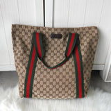 グッチ シェリーライン GGキャンバス トートバッグ ベージュ 189669 - NEWSED