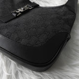 グッチ ジャッキー GGデニム / レザー ワンショルダーバッグ ブラック - NEWSED