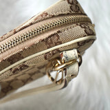 グッチ GGキャンバス / レザー ショルダーバッグ ポシェット ミニバッグ ベージュ - NEWSED