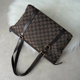 グッチ GGキャンバス トートバッグ ハンドバッグ ブラウン - NEWSED