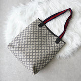 オールド グッチ シェリーライン GGスプリーム トートバッグ ホワイト / ネイビー - NEWSED