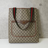 オールド グッチ シェリーライン GGスプリーム トートバッグ ブラウン - NEWSED