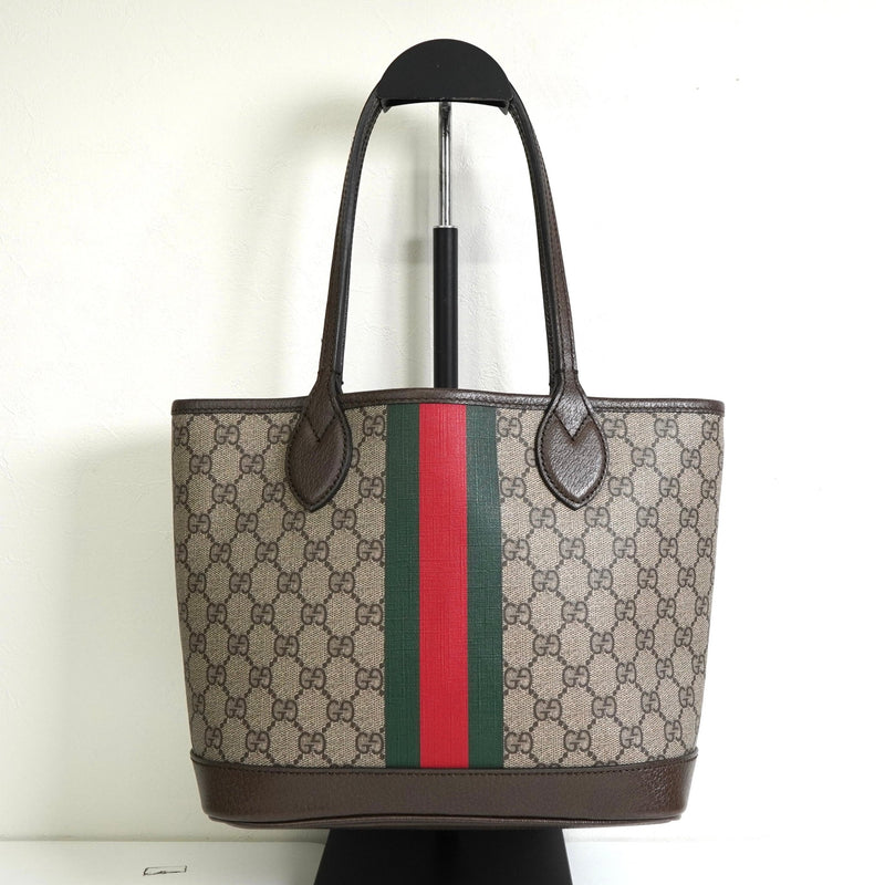 グッチ シェリー GGスプリーム レザー トートバッグ ブラウン - NEWSED