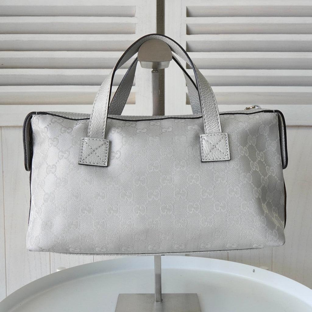 Gucci GG 帆布手提包银色 264210