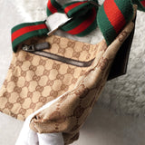 グッチ シェリーライン GGキャンバス/レザー ウエストポーチ ボディバッグ ブラック 28566 - NEWSED