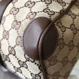 グッチ GGキャンバス / レザー ハンドバッグ ミニボストンバッグ 肩掛け ブラウン - NEWSED