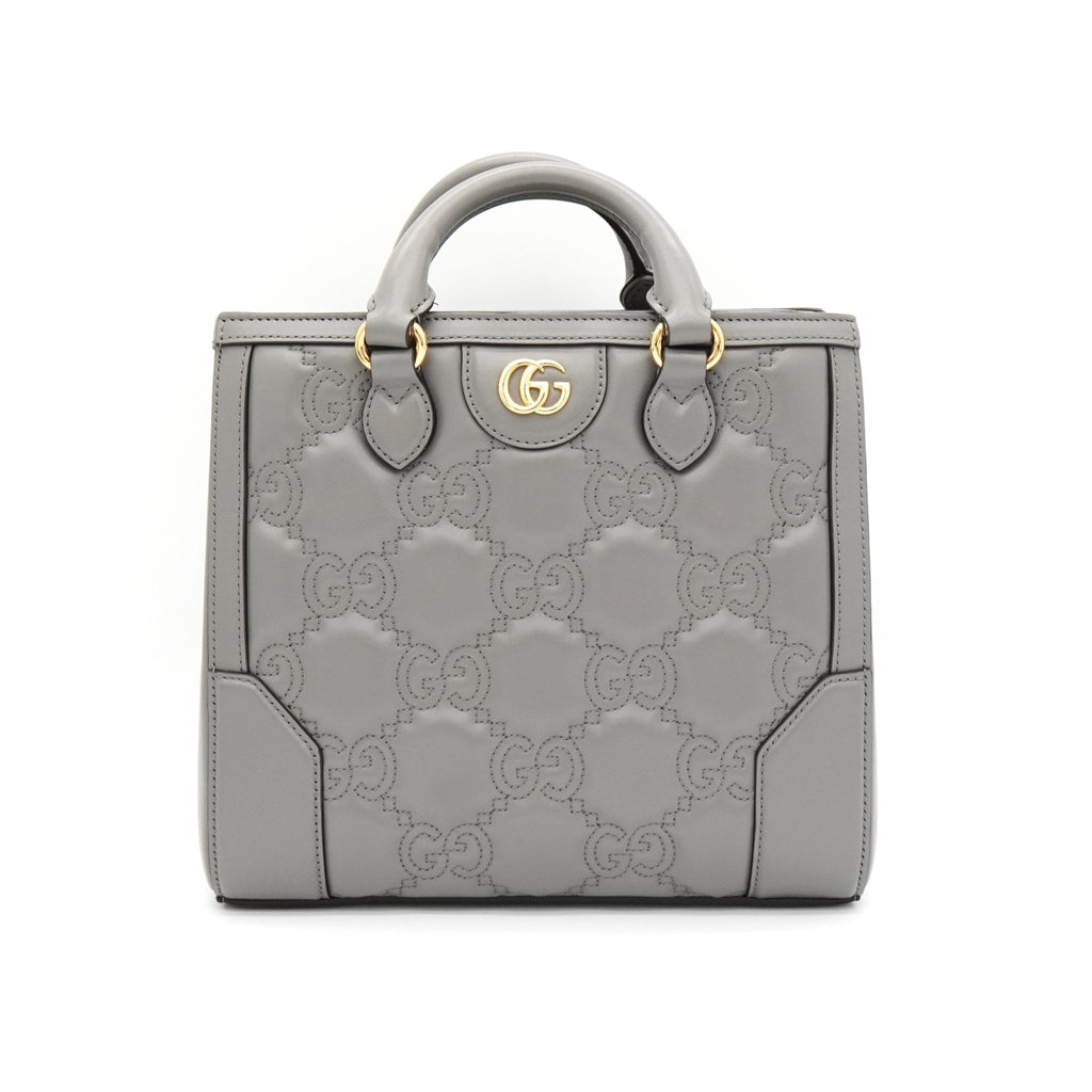 グッチ GGマトラッセ レザー 2way ハンドバッグ ショルダーバッグ グレー