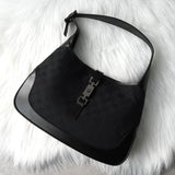 グッチ ジャッキー GGキャンバス / レザー ワンショルダーバッグ ブラック - NEWSED