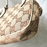 グッチ GGキャンバス / レザー ショルダーバッグ ポシェット ミニバッグ ベージュ - NEWSED