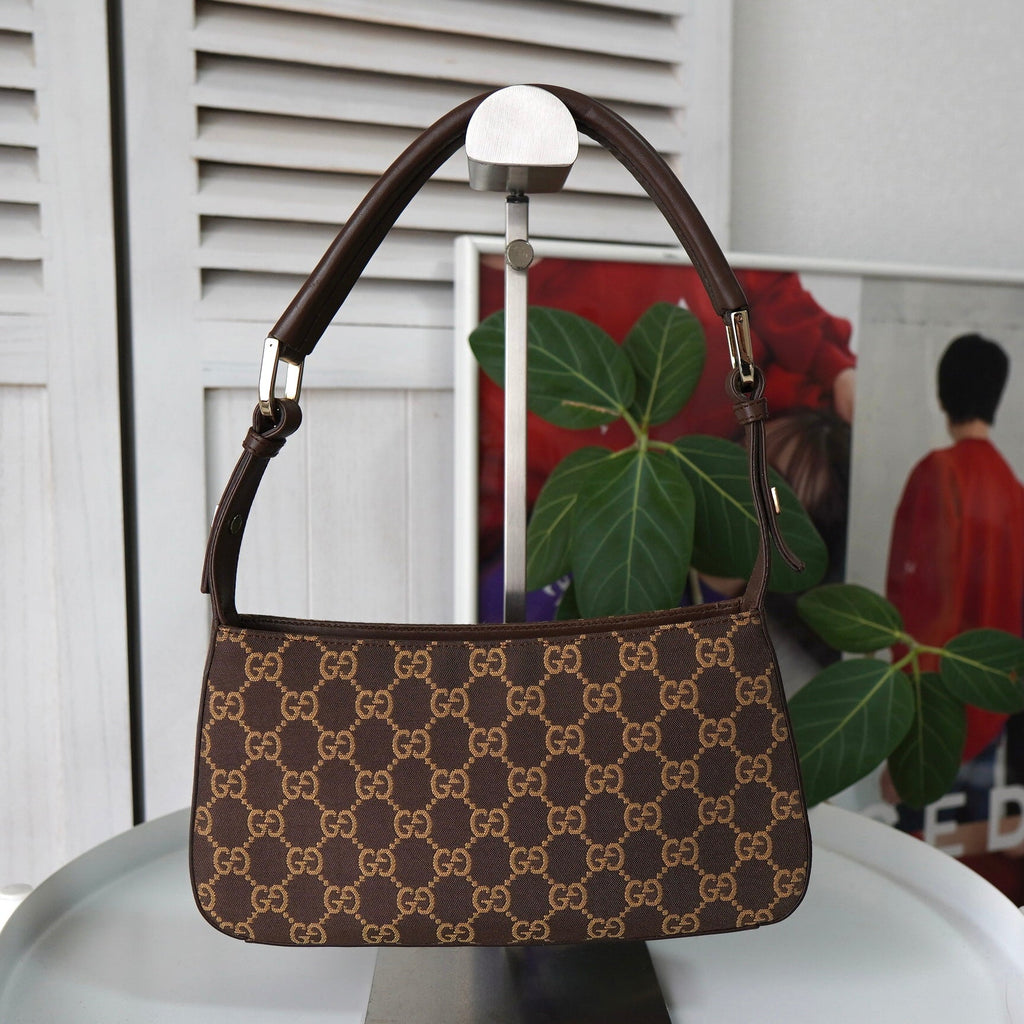 グッチ GGキャンバス/レザー ワンショルダーバッグ ブラウン