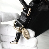 グッチ GGキャンバス / レザー ミニ ハンドバッグ アクセサリーポーチ ブラック - NEWSED