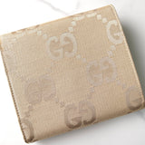 グッチ ジャンボ GGキャンバス / レザー 二つ折り財布 ベージュ - NEWSED