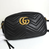 グッチ GGマーモント レザー チェーン ショルダーバッグ ブラック - NEWSED