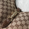 Gucci New Jackie GG 帆布/皮革手提包 棕色