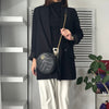 Gucci GG Marmont Leather Heart Round Chain Shoulder Bag Black