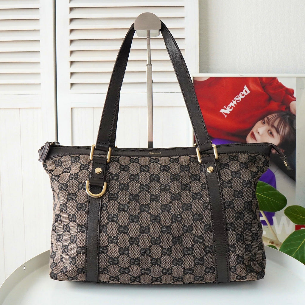 グッチ GGキャンバス トートバッグ ハンドバッグ ブラウン