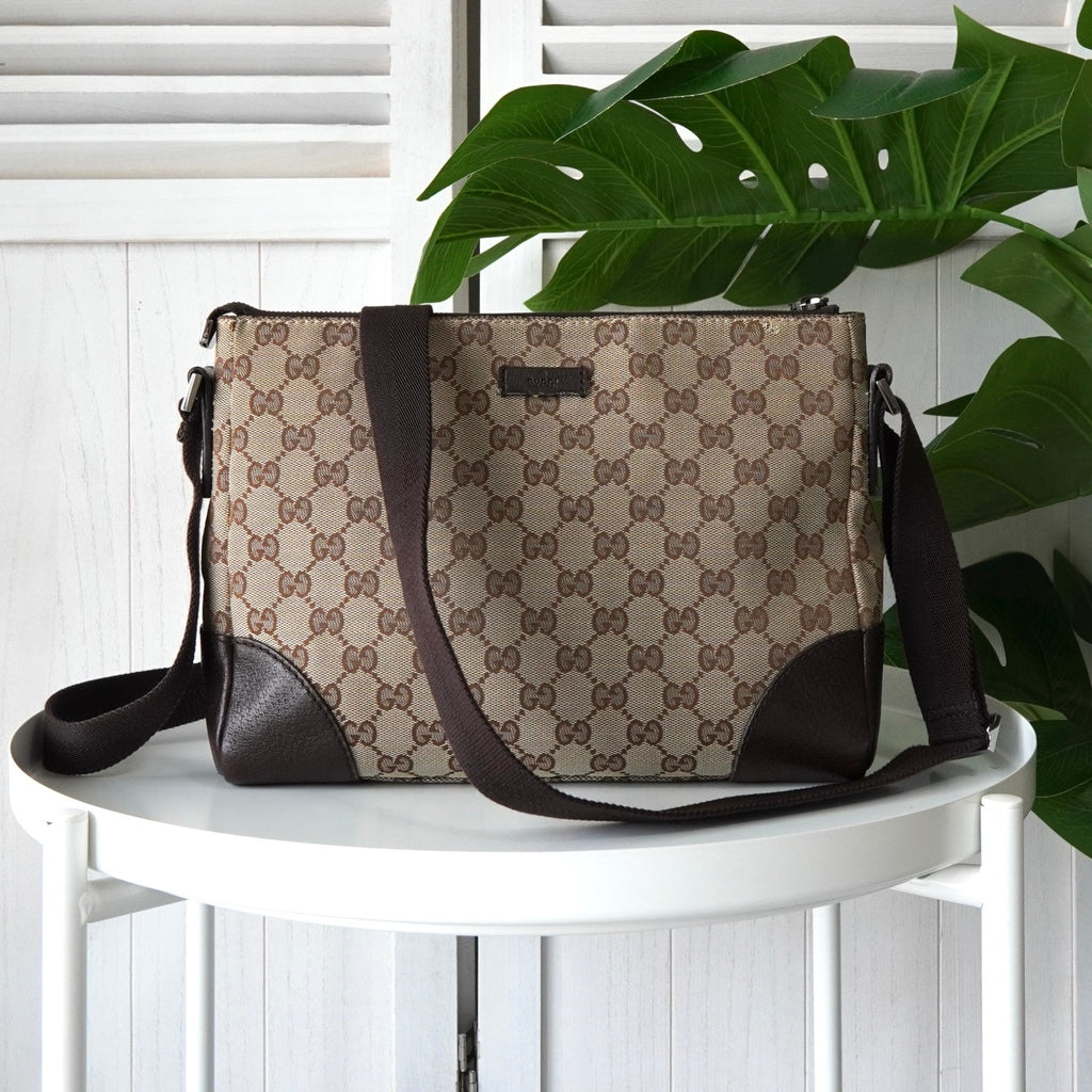 Gucci GG Canvas Shoulder Bag Beige/Brown