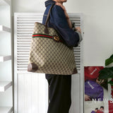 グッチ シェリーライン GGスプリーム / レザー トートバッグ ブラウン - NEWSED