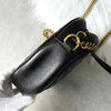 Gucci GG Marmont Leather Heart Round Chain Shoulder Bag Black