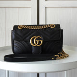 グッチ GGマーモント キルティング レザー チェーンショルダーバッグ ブラック 446754 - NEWSED