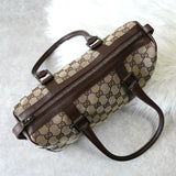 グッチ GGキャンバス / レザー ハンドバッグ ミニボストンバッグ 肩掛け ブラウン - NEWSED