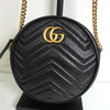 グッチ GGマーモント サークル ハート レザー チェーン ショルダーバッグ ブラック